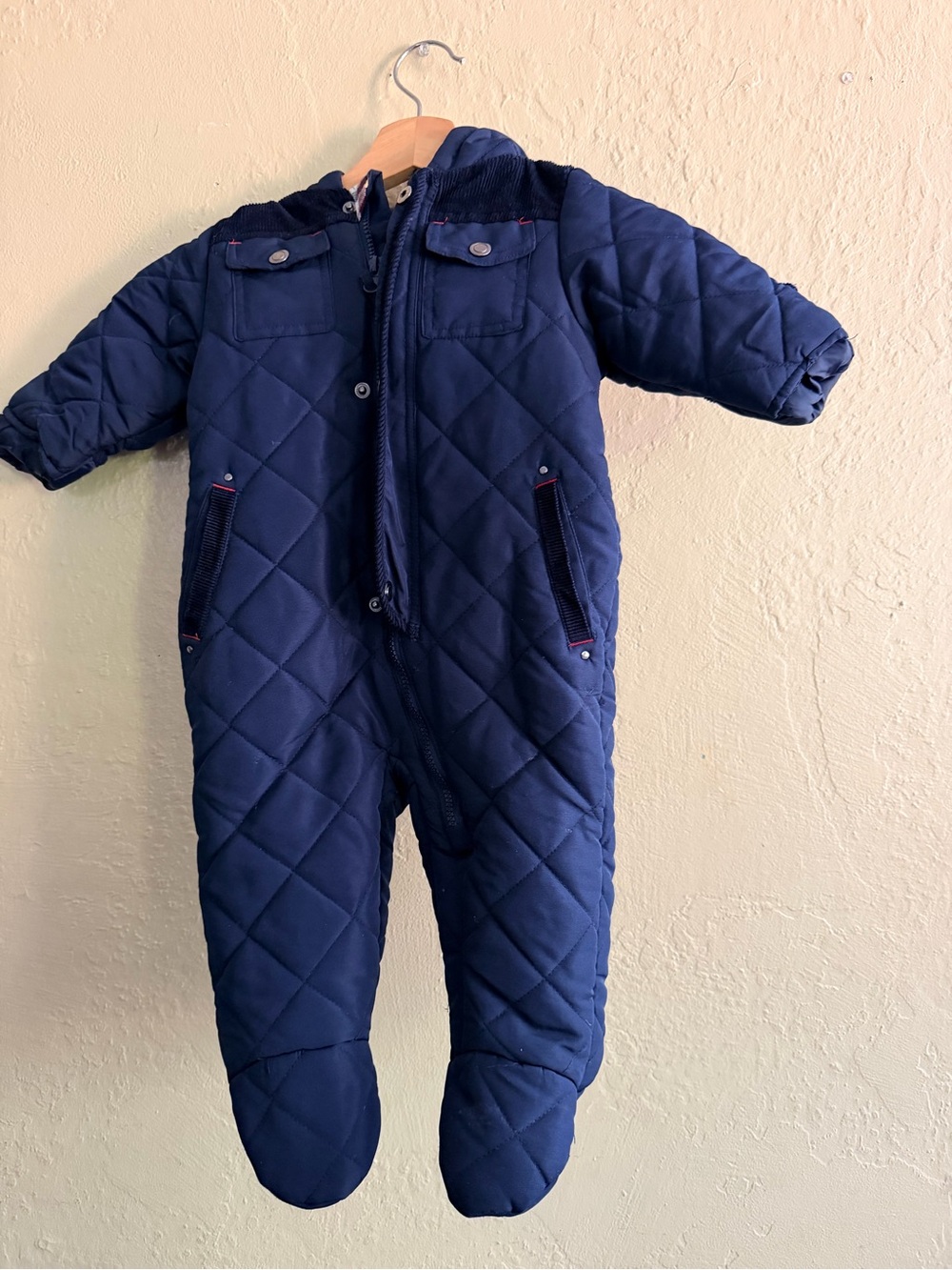 Rothschild Navy Quilted Kids One-Piece Footed Snowsuit